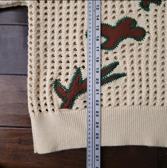 Zara Women Medium Cream Open Knit Embroidered Sweater Crochet - Picture 5 of 5